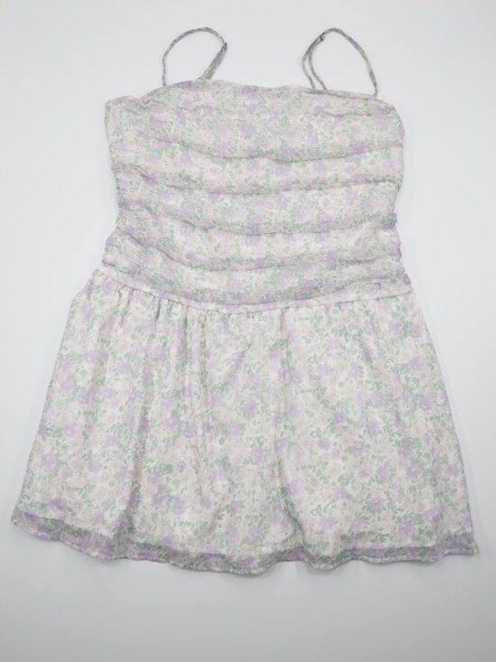 Hollister Dresses & Skirts - Hollister Women's Floral Adjustable‎ Strap Chiffon Skort Dress White Size XL